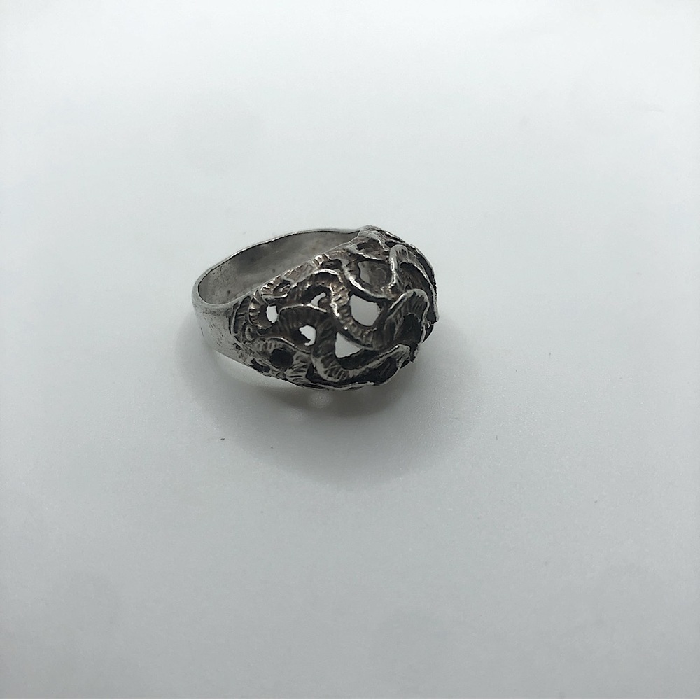 VTG Sterling Silver Abstract Brutalist Dome Ring Sz 7.5